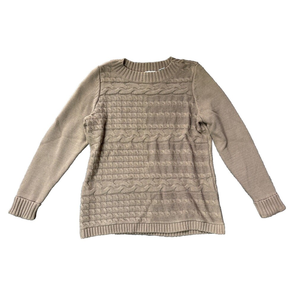 Liz Claiborne Sweater Womens XL Brown Pull Over Long Sleeve Knit